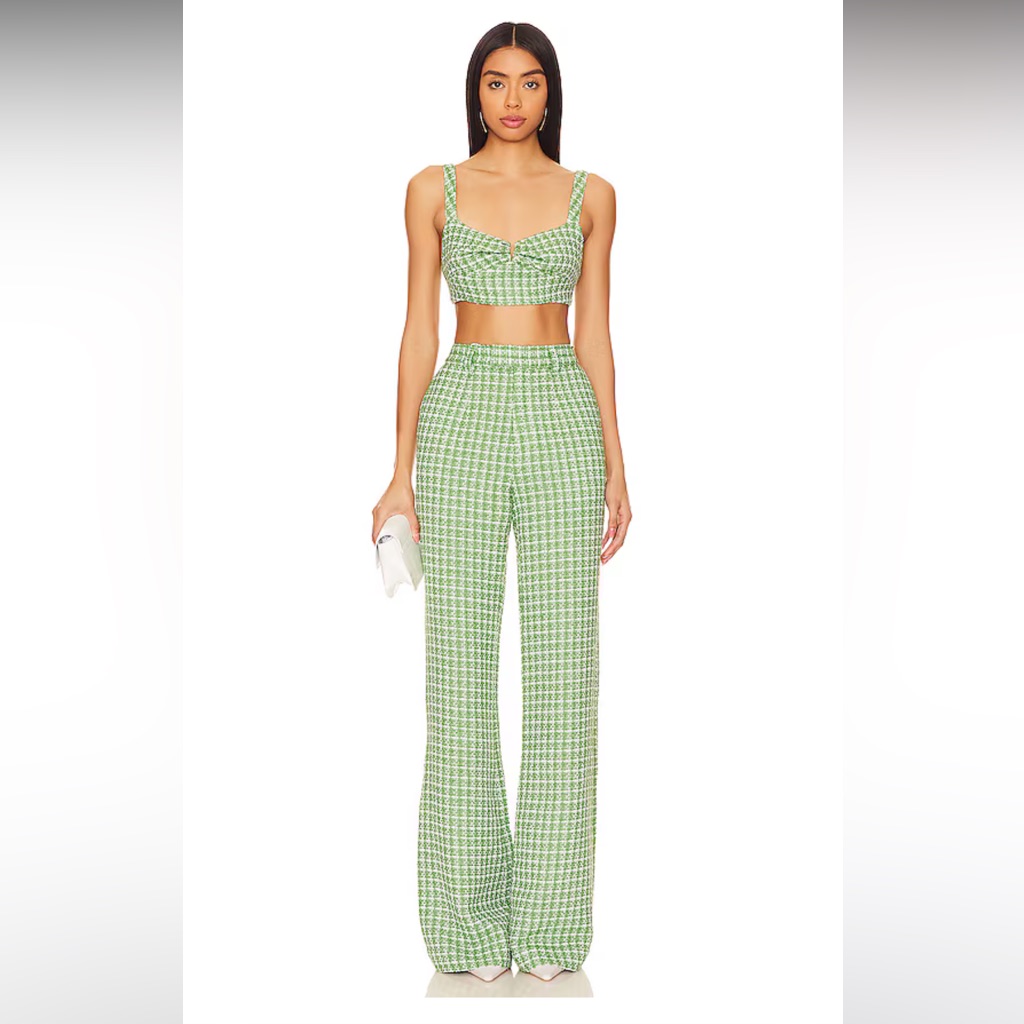 Stylish Green Plaid Women's Flare Pants